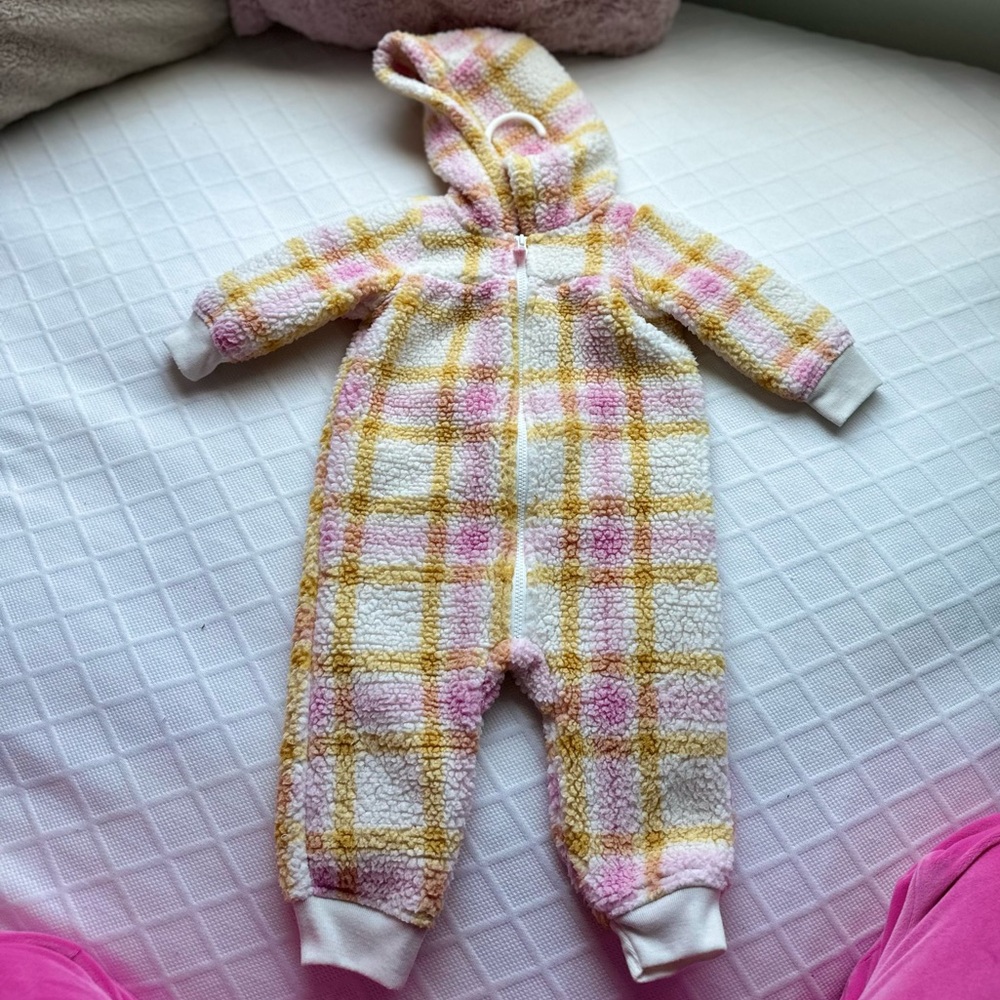 Baby coat - Pink and Yellow Plaid coat jumpsuit
